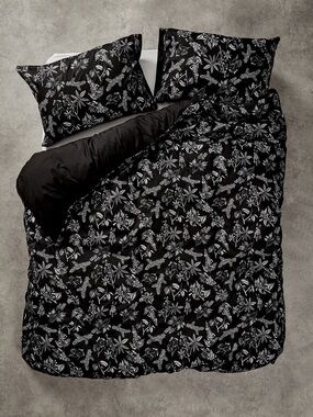 Disturbia Black and White Botanical Reversible Duvet Cover